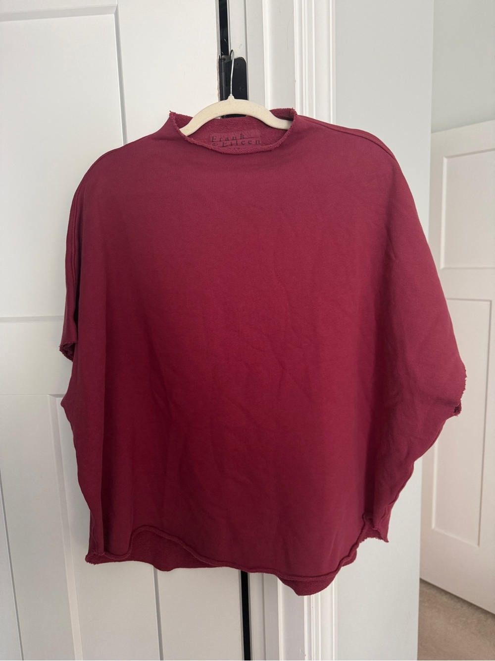 Frank & Eileen triple fleece Audrey capelet burgundy red funnel neck